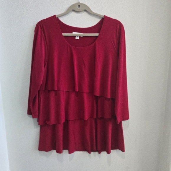 Susan Graver layered green blouse size XL - Picture 5 of 12